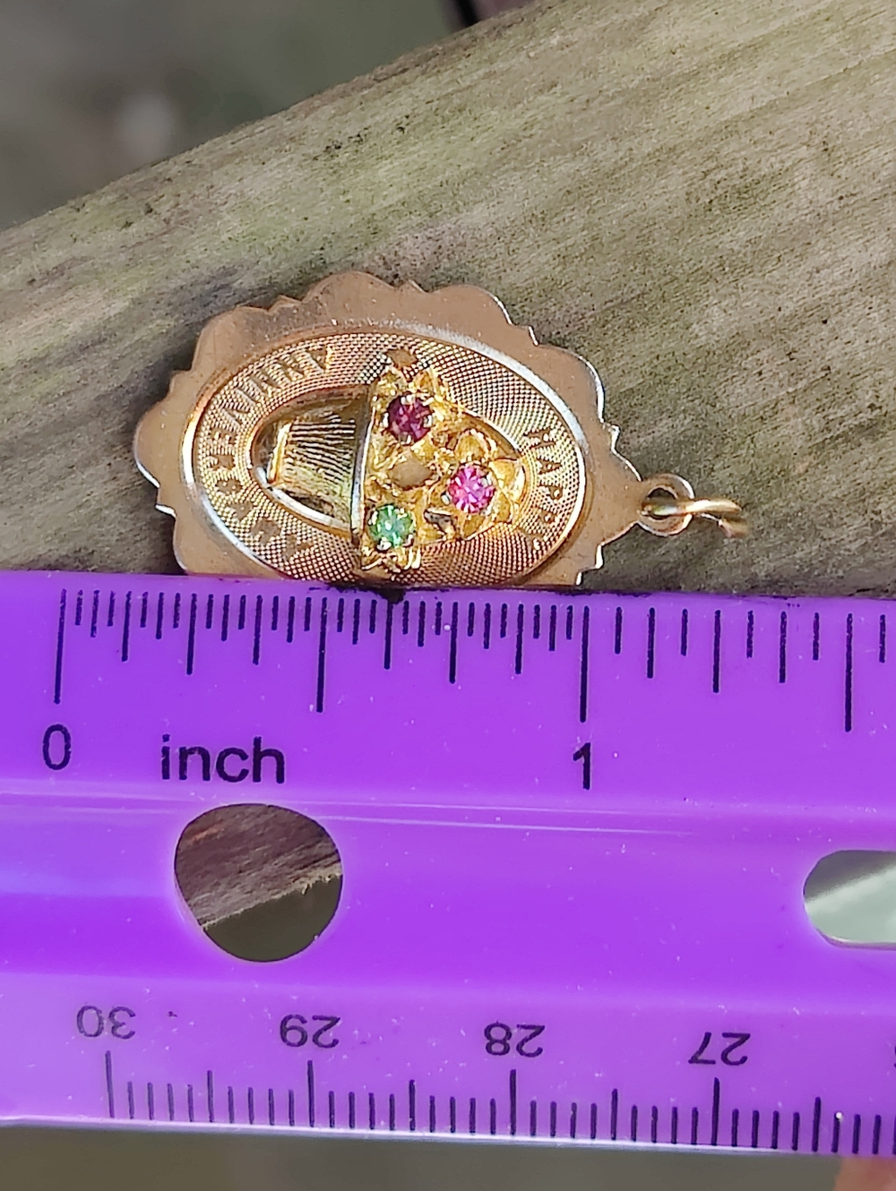 Vintage 14K Vermeil Sterling Silver Gemstone Happy Anniversary Pendant - Picture 4 of 5